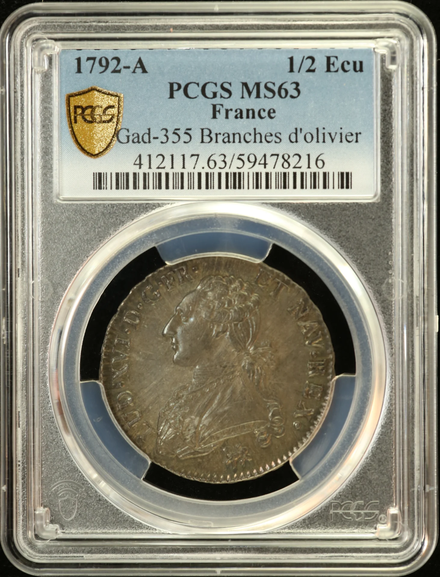 France 1/2 Ecu 1792 A PCGS MS63 Gad-355 0162414