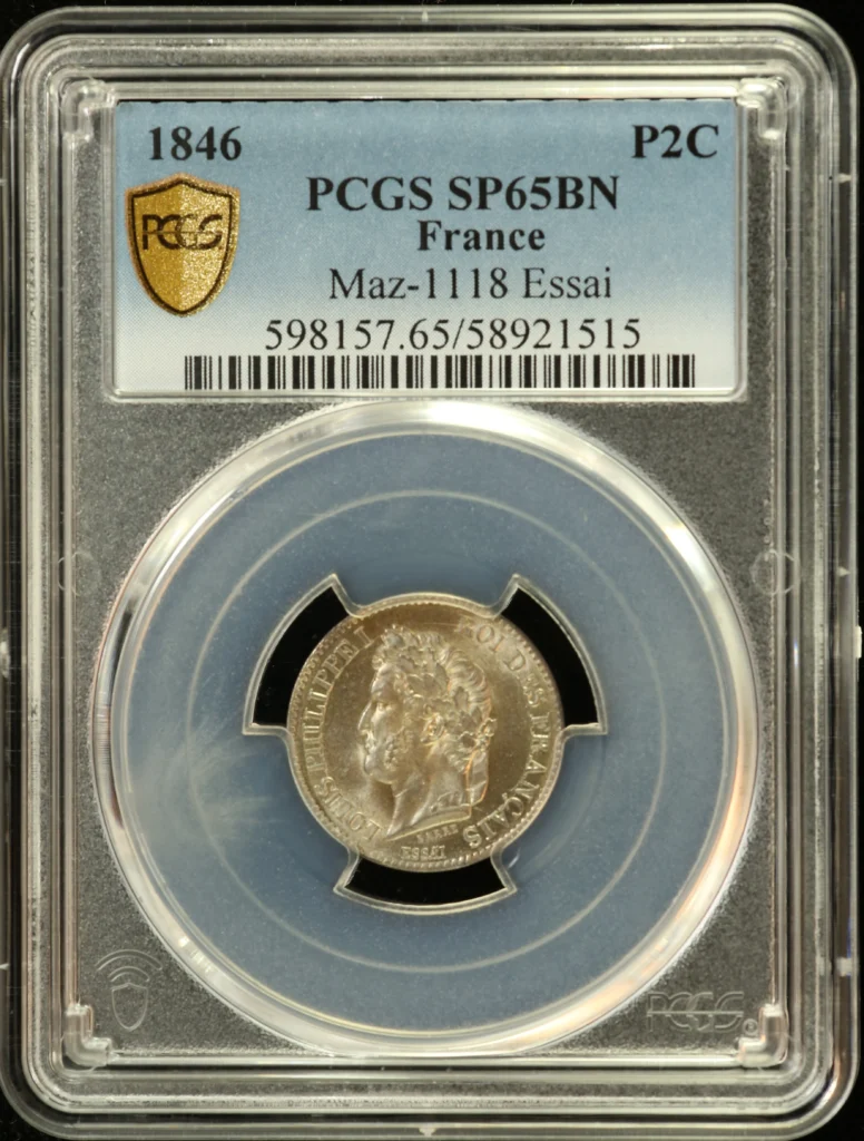 France 2 Centime 1846 Essai PCGS SP65BN Maz-1118 0162289