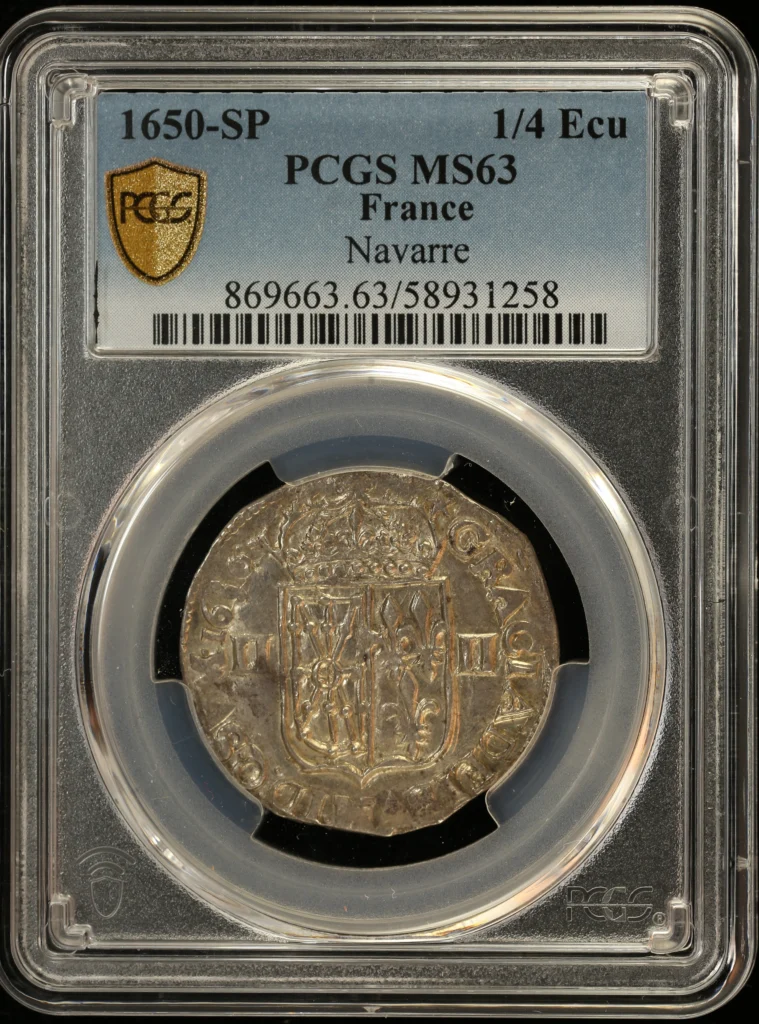 France 1/4 Ecu 1650 Navarre SP PCGS MS63 0162254