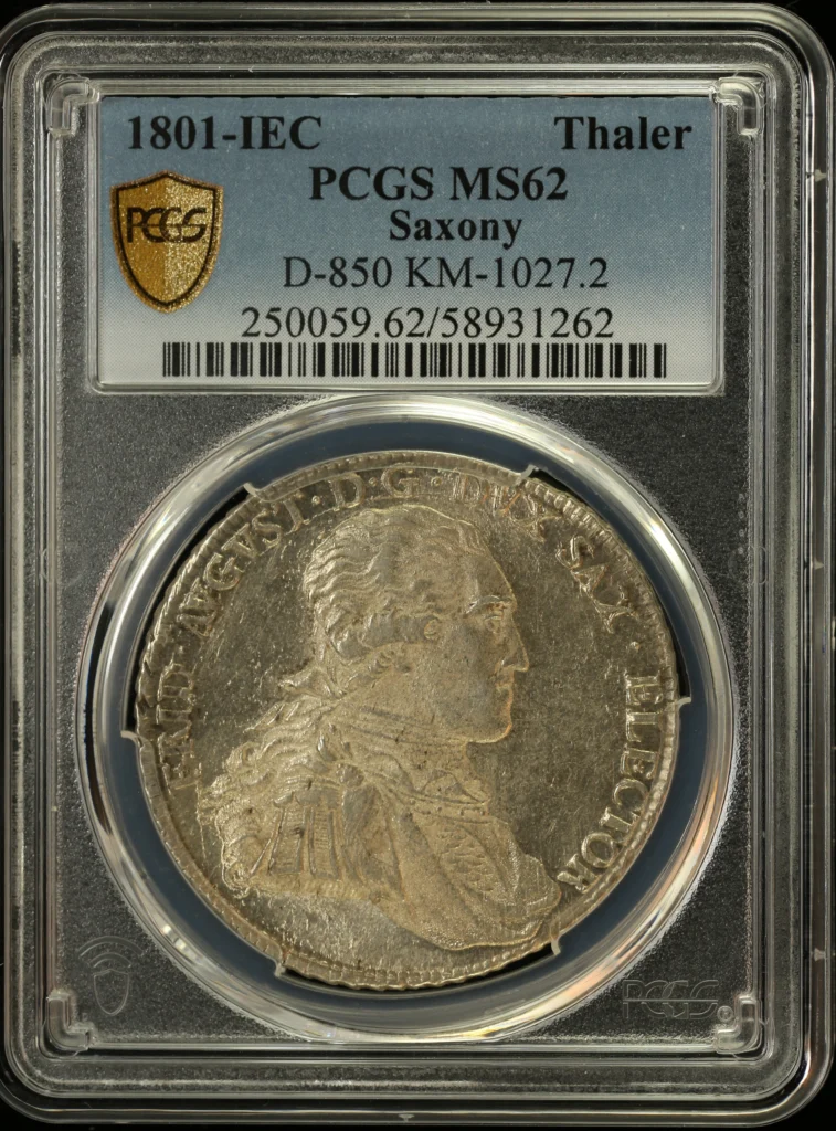 Germany Thaler 1801 Saxony IEC PCGS MS62 KM-1027.2 0161841