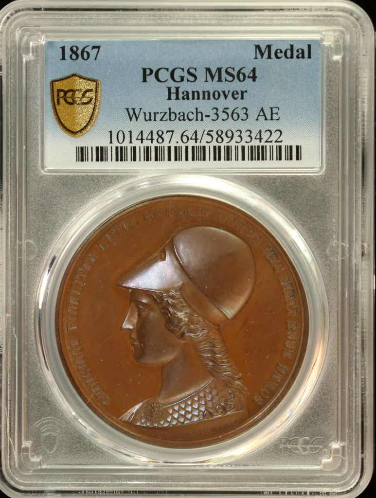 Germany Hannover Bronze Medal 1867 PCGS MS64 Wurzbach-3563 0161880