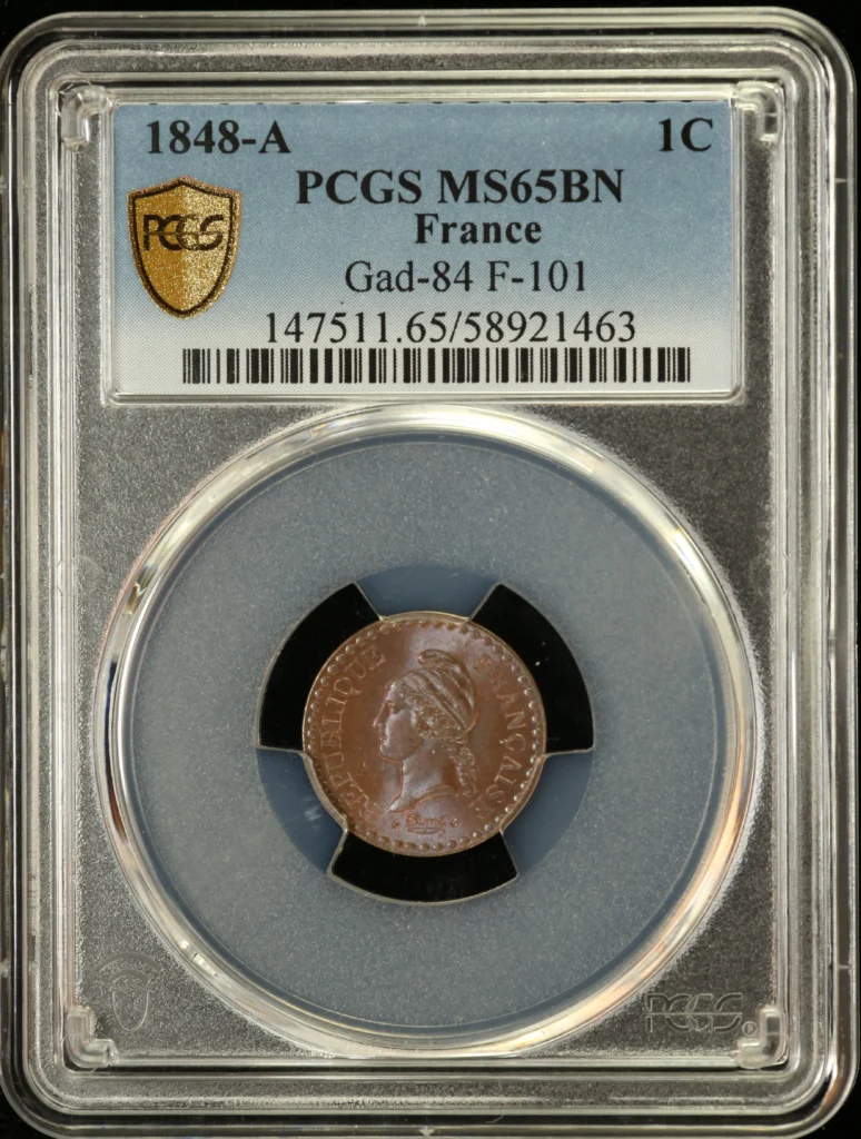 France Centime 1848 A PCGS MS65BN Gad-84 0162271