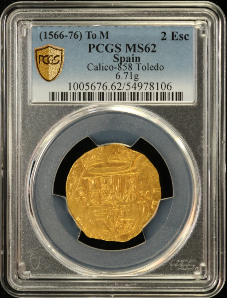 Spain 2 Escudo (1566-76) To M PCGS MS62 Calico-858 0161949
