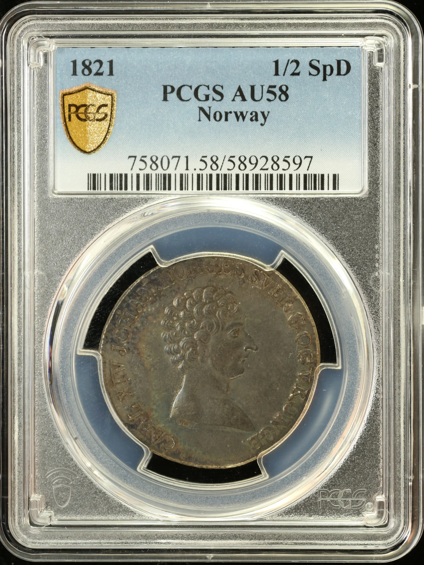 Europe Norway World Coins Norway 1/2 Speciedaler 1821 PCGS AU58 0161891 Norway 1/2 Speciedaler 1821 PCGS AU58 0161891
