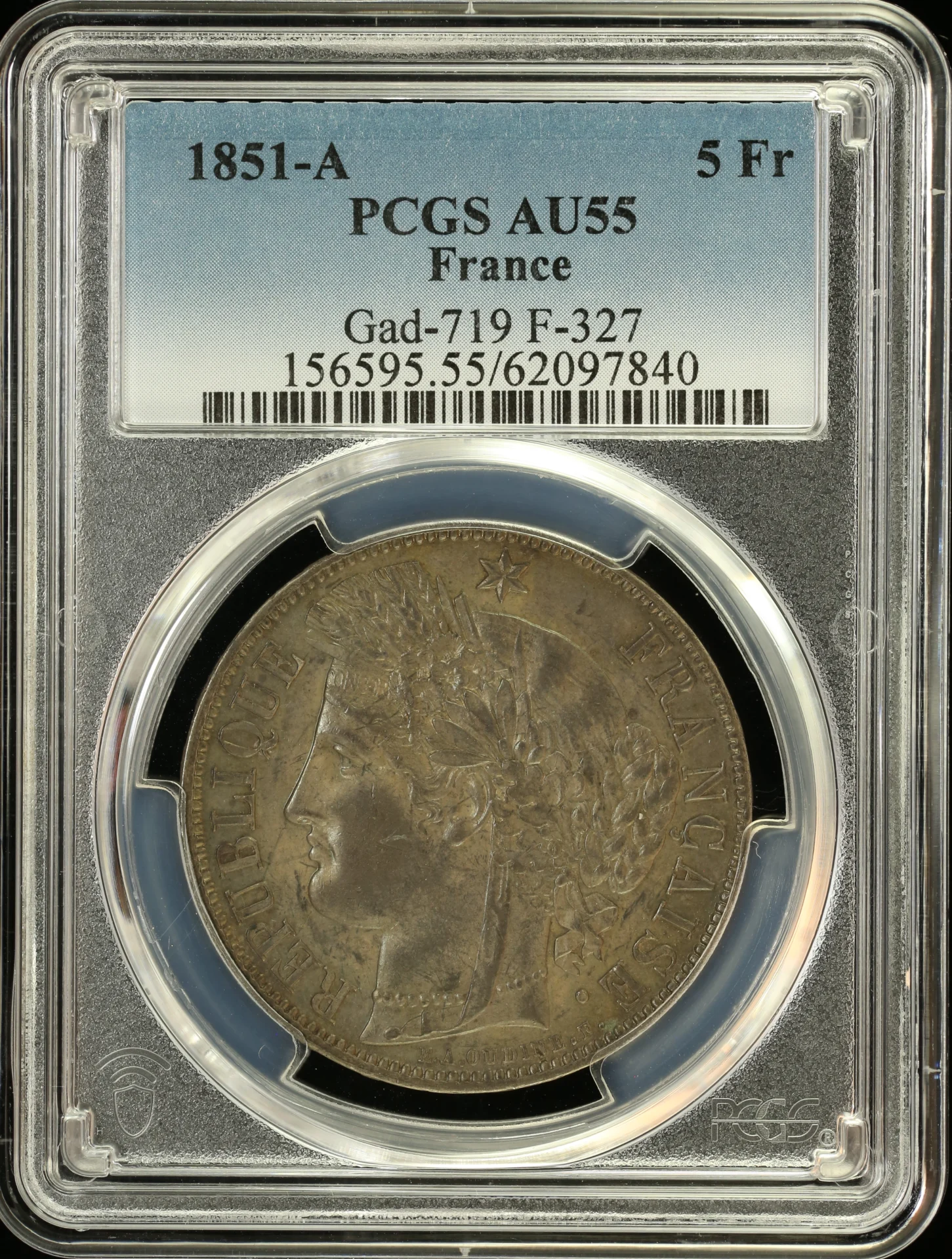 Europe France World Coins France 5 Franc 1851 A PCGS AU55 Gad-719 0162335 France 5 Franc 1851 A PCGS AU55 Gad-719 0162335