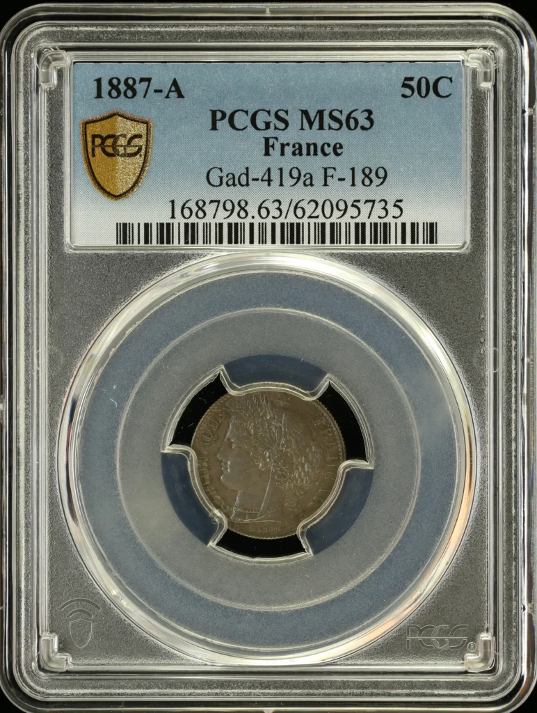 France 50 Centime 1887 A PCGS MS63 Gad-419a 0162323