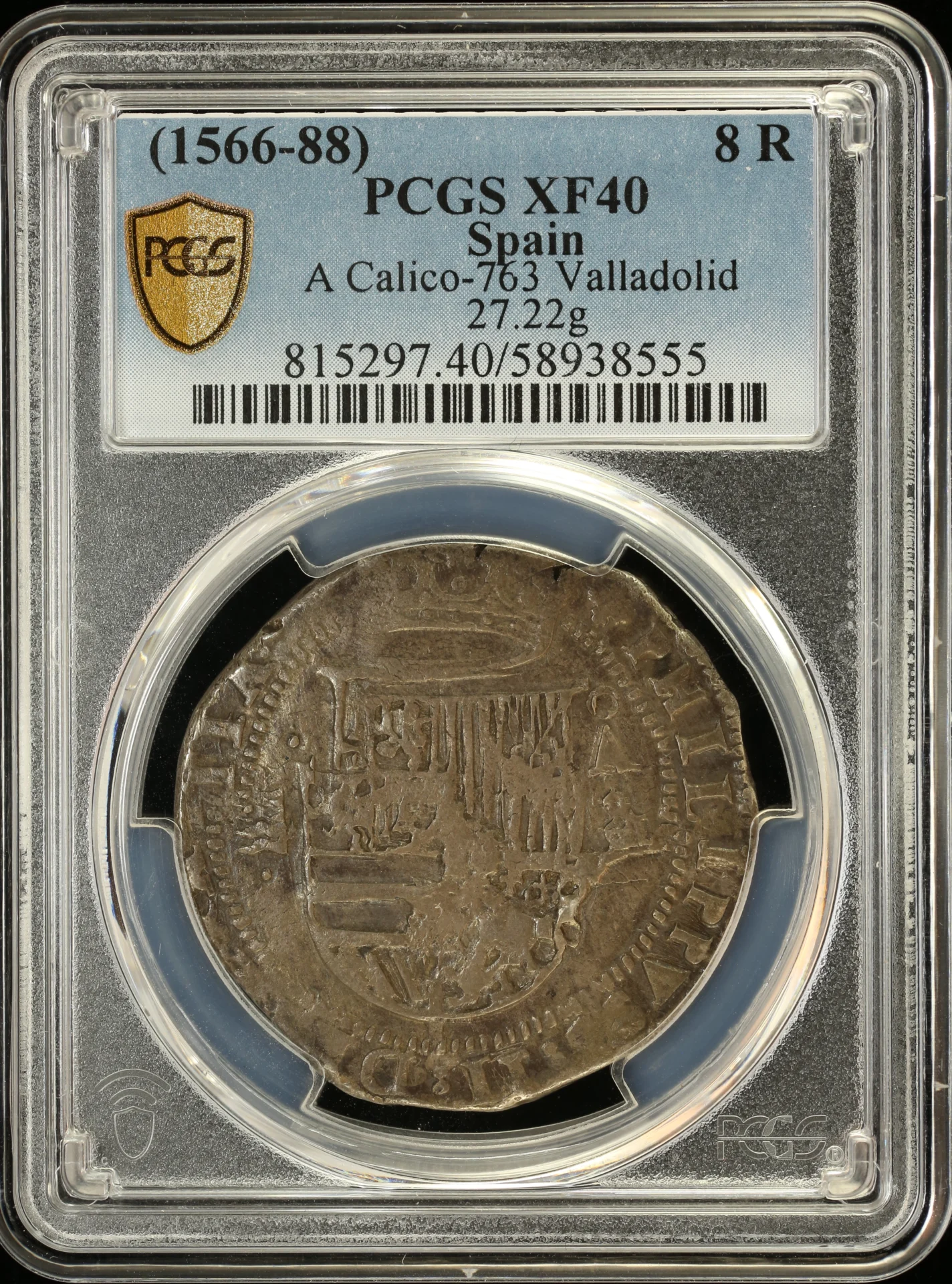 Europe Spain World Coins Spain 8 Reales (1566-88) Valladolid PCGS XF40 Calico-763 0161993 Spain 8 Reales (1566-88) Valladolid PCGS XF40 Calico-763 0161993