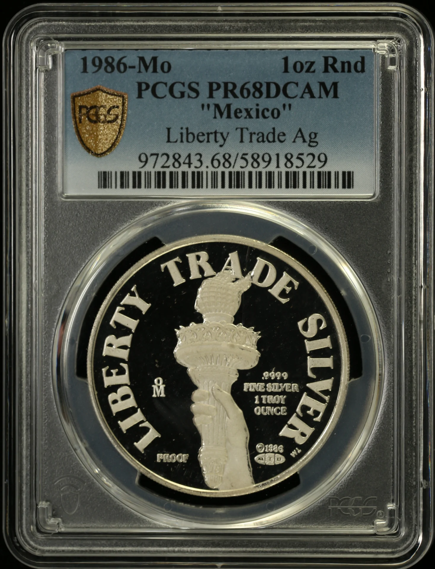 Mexican Coins Modern Silver & Minors Onza Modern Silver & Minors Liberty Trade Onza 1986 Mo PCGS PR68DCAM 0162469 Modern Silver & Minors Liberty Trade Onza 1986 Mo PCGS PR68DCAM 0162469Modern Silver & Minors Liberty Trade Onza 1986 Mo PCGS PR68DCAM 0162469