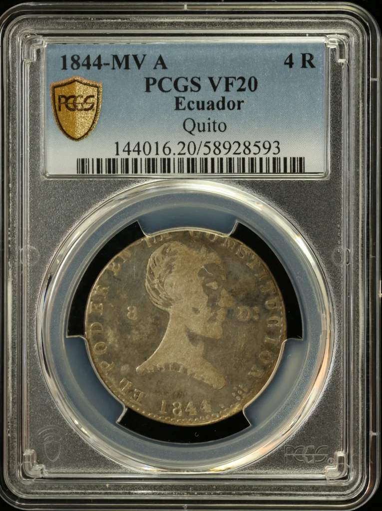 Ecuador 4 Reales 1844 Quito A PCGS VF20 0161975