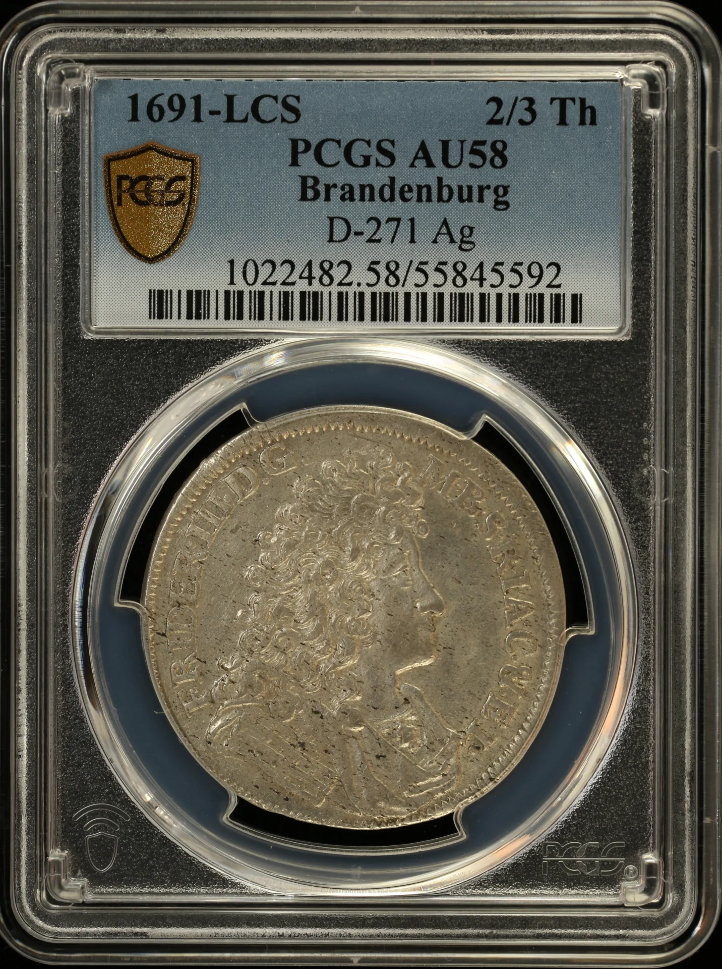 Europe Germany World Coins Germany 2/3 Thaler 1691 LCS PCGS AU58 0162419 Germany 2/3 Thaler 1691 LCS PCGS AU58 0162419