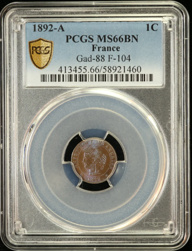 France Centime 1892 A PCGS MS66BN Gad-88 0162273