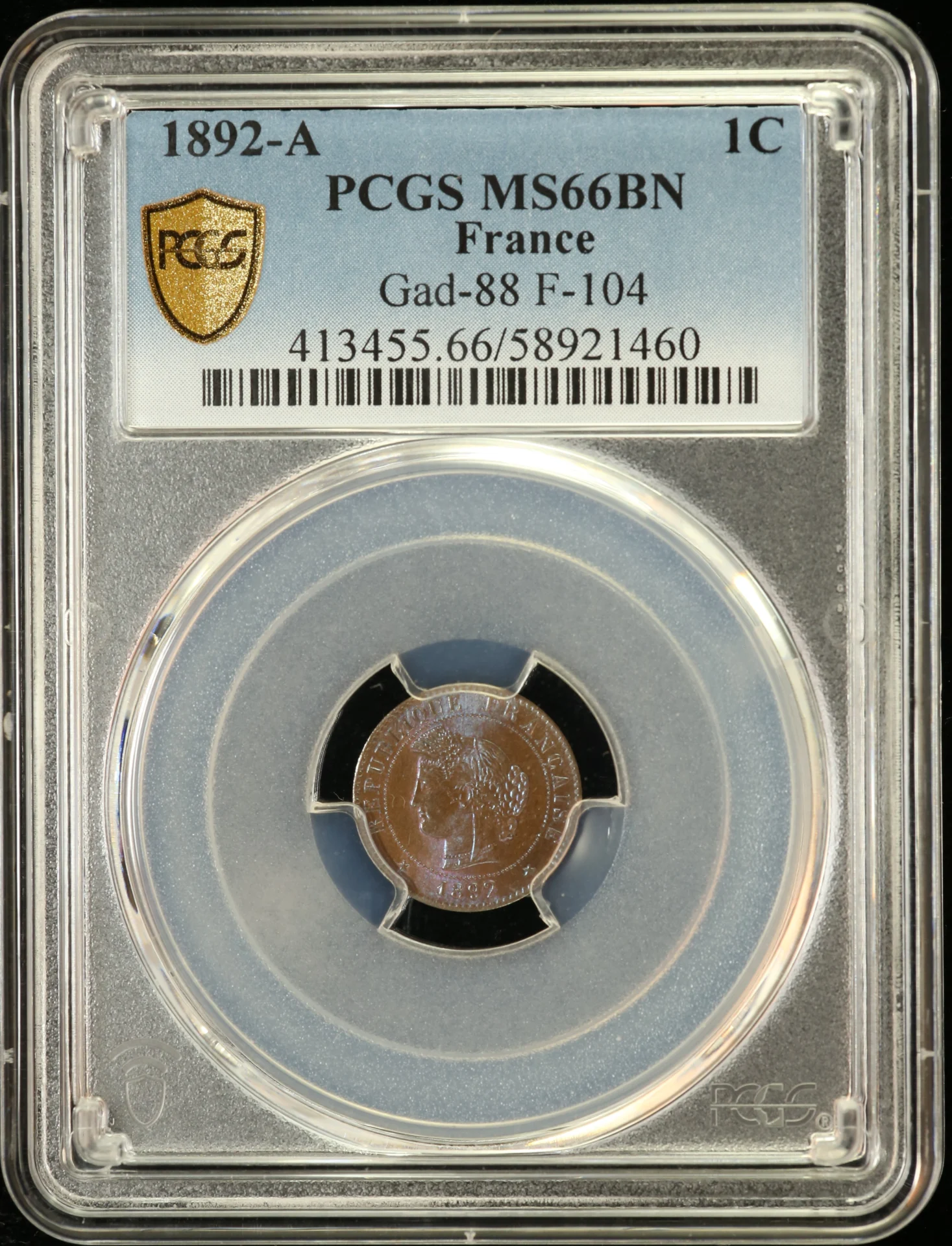 Europe France World Coins France Centime 1892 A PCGS MS66BN Gad-88 0162273 France Centime 1892 A PCGS MS66BN Gad-88 0162273France Centime 1892 A PCGS MS66BN Gad-88 0162273