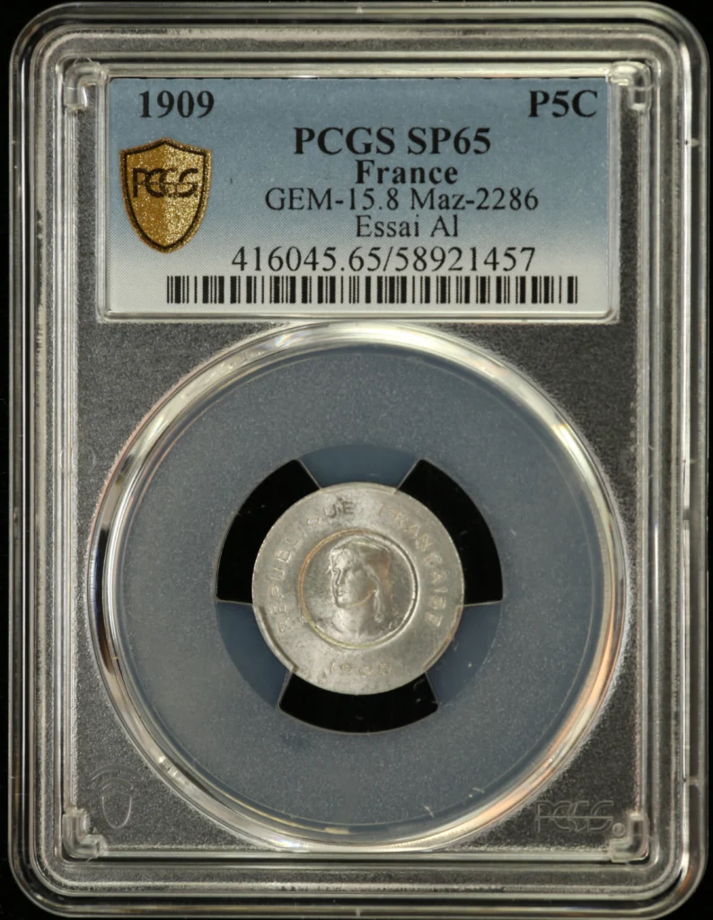 France 5 Centime 1909 PCGS SP65 Maz-2286 0162301