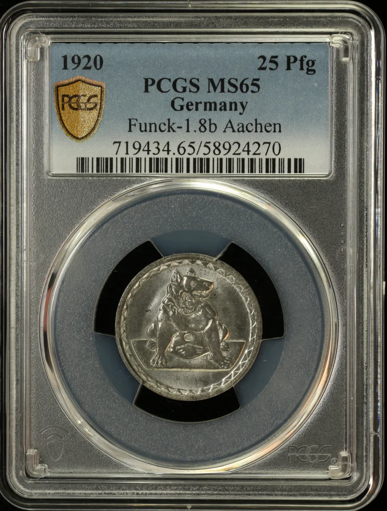 Germany 25 Pfennig 1920 Aachen PCGS MS65 0162166