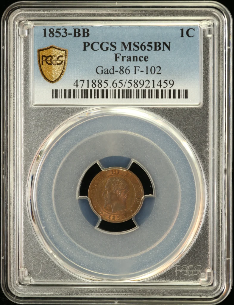 France Centime 1853 BB PCGS MS65BN Gad-86 0162274