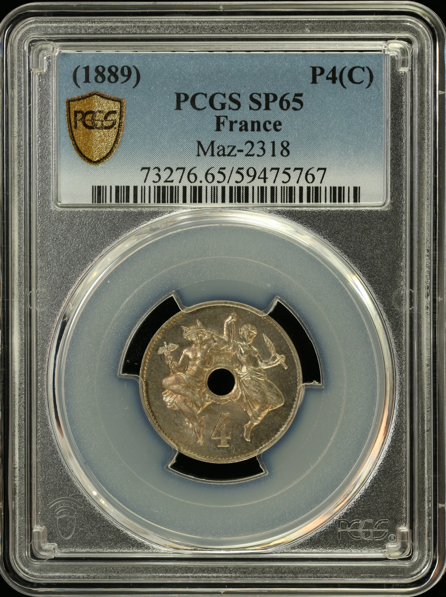 Europe France World Coins France P4(Centime) (1889) PCGS SP65 Maz-2318 0162315 France P4(Centime) (1889) PCGS SP65 Maz-2318 0162315