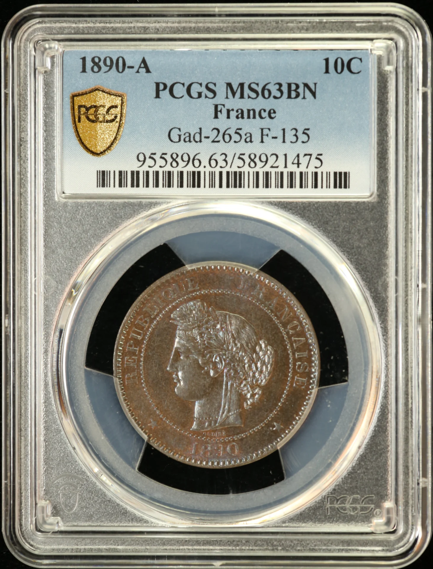 Europe France World Coins France 10 Centime 1890 A PCGS MS63BN Gad-265a 0162306 France 10 Centime 1890 A PCGS MS63BN Gad-265a 0162306France 10 Centime 1890 A PCGS MS63BN Gad-265a 0162306