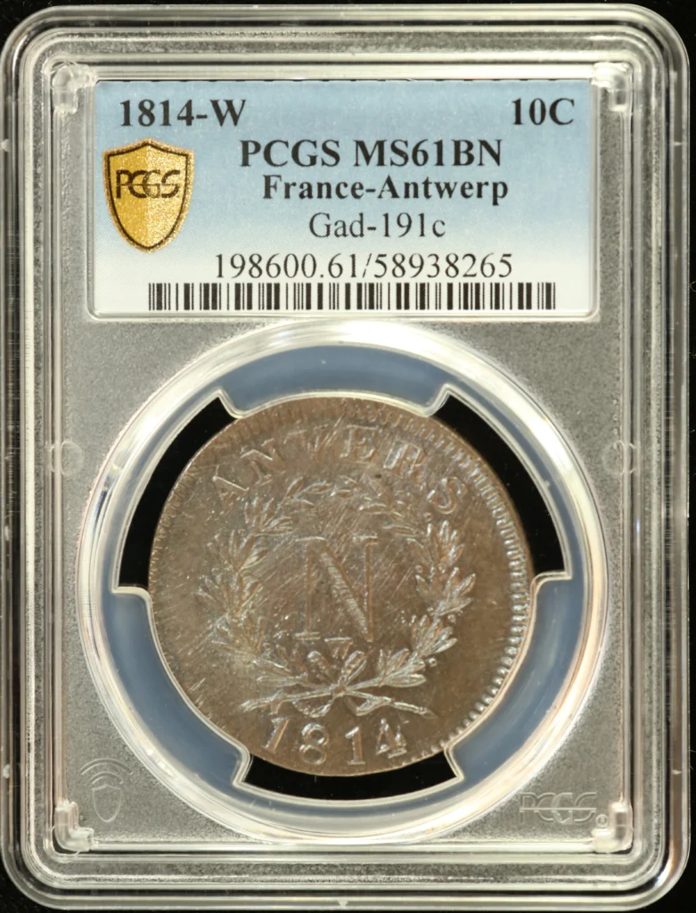France 10 Centime 1814 W PCGS MS61BN Gad-191c 0162310
