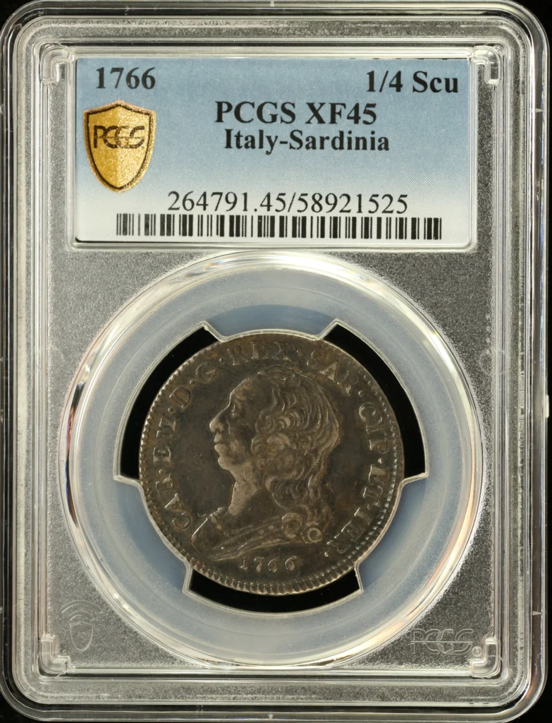 Italy/San Marino/Vatican 1/4 Scudo 1766 Sardinia PCGS XF45 0162262