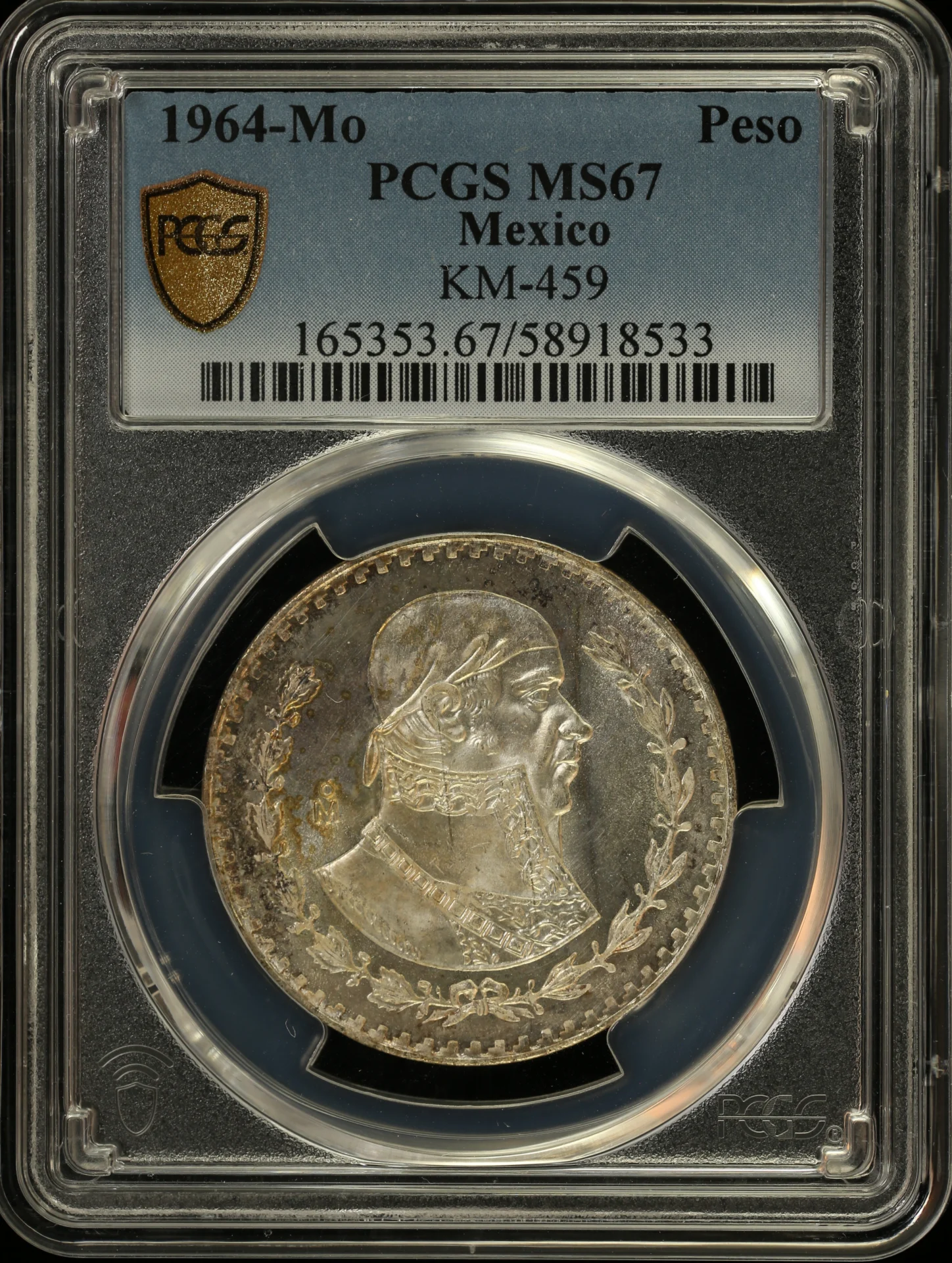 Mexican Coins Modern Silver & Minors Peso Modern Silver & Minors Peso 1964 Mo PCGS MS67 KM-459 0162479 Modern Silver & Minors Peso 1964 Mo PCGS MS67 KM-459 0162479