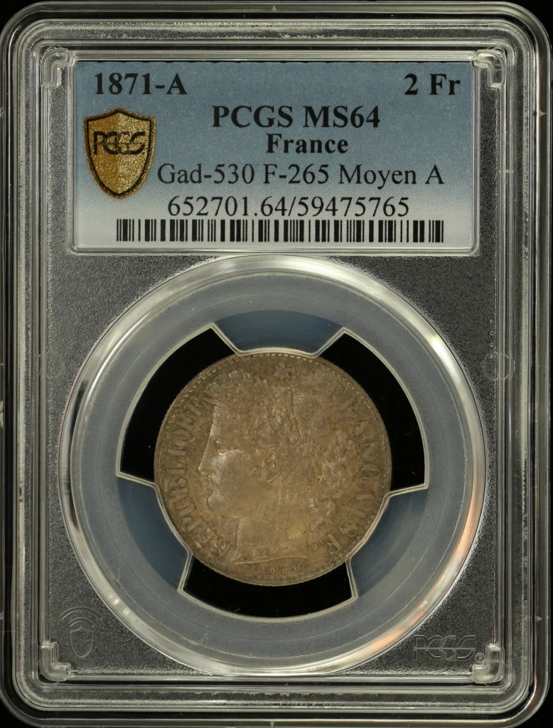 France 2 Franc 1871 A PCGS MS64 F-265 0162328