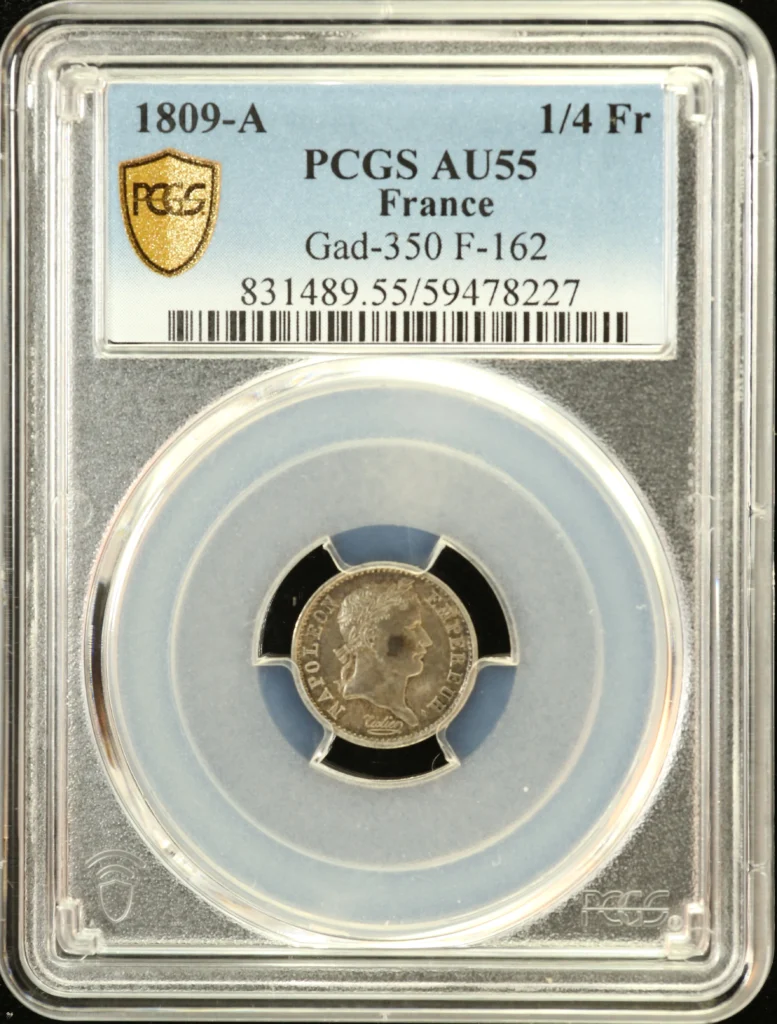 France 1/4 Franc 1809 A PCGS AU55 Gad-350 0162170