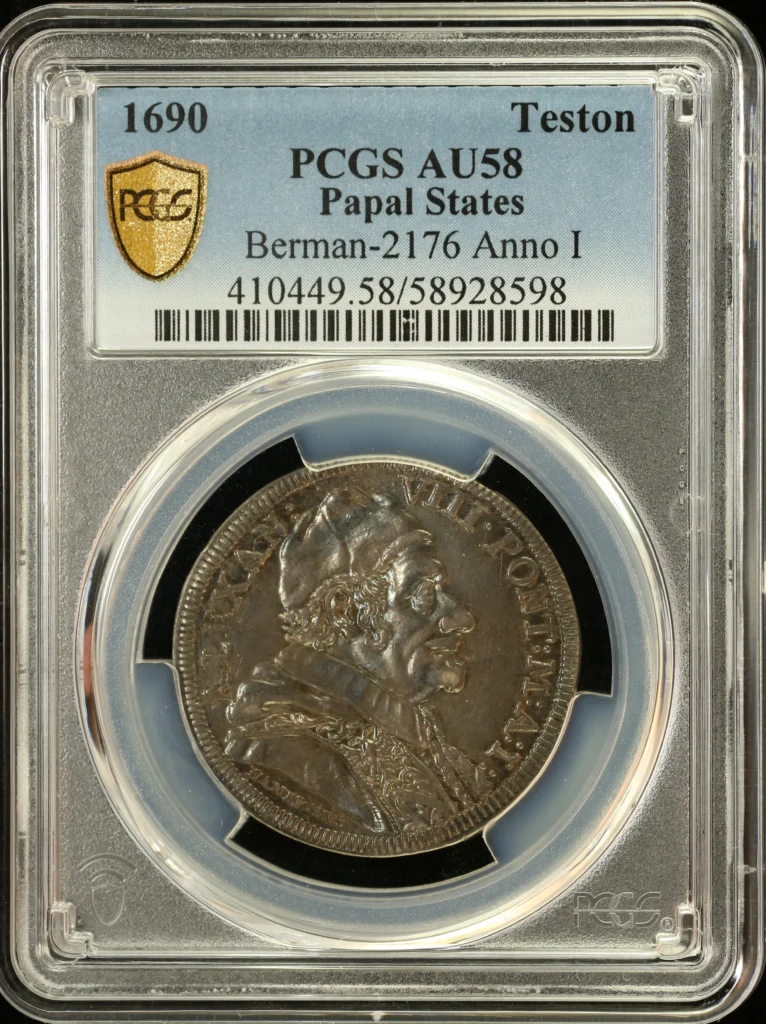 Italy/San Marino/Vatican Teston 1690 PCGS AU58 Berman-2176 0162263