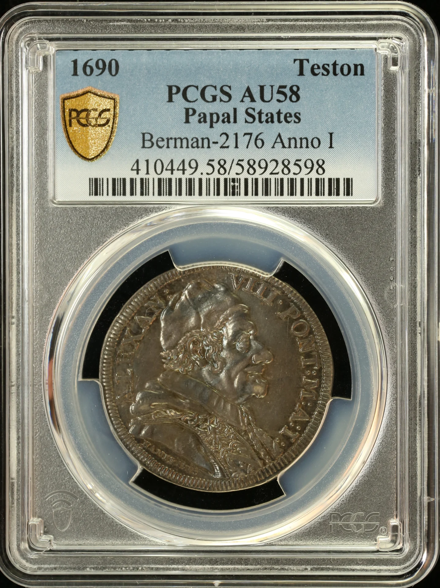Europe Italy/San Marino/Vatican World Coins Italy/San Marino/Vatican Teston 1690 PCGS AU58 Berman-2176 0162263 Italy/San Marino/Vatican Teston 1690 PCGS AU58 Berman-2176 0162263Italy/San Marino/Vatican Teston 1690 PCGS AU58 Berman-2176 0162263