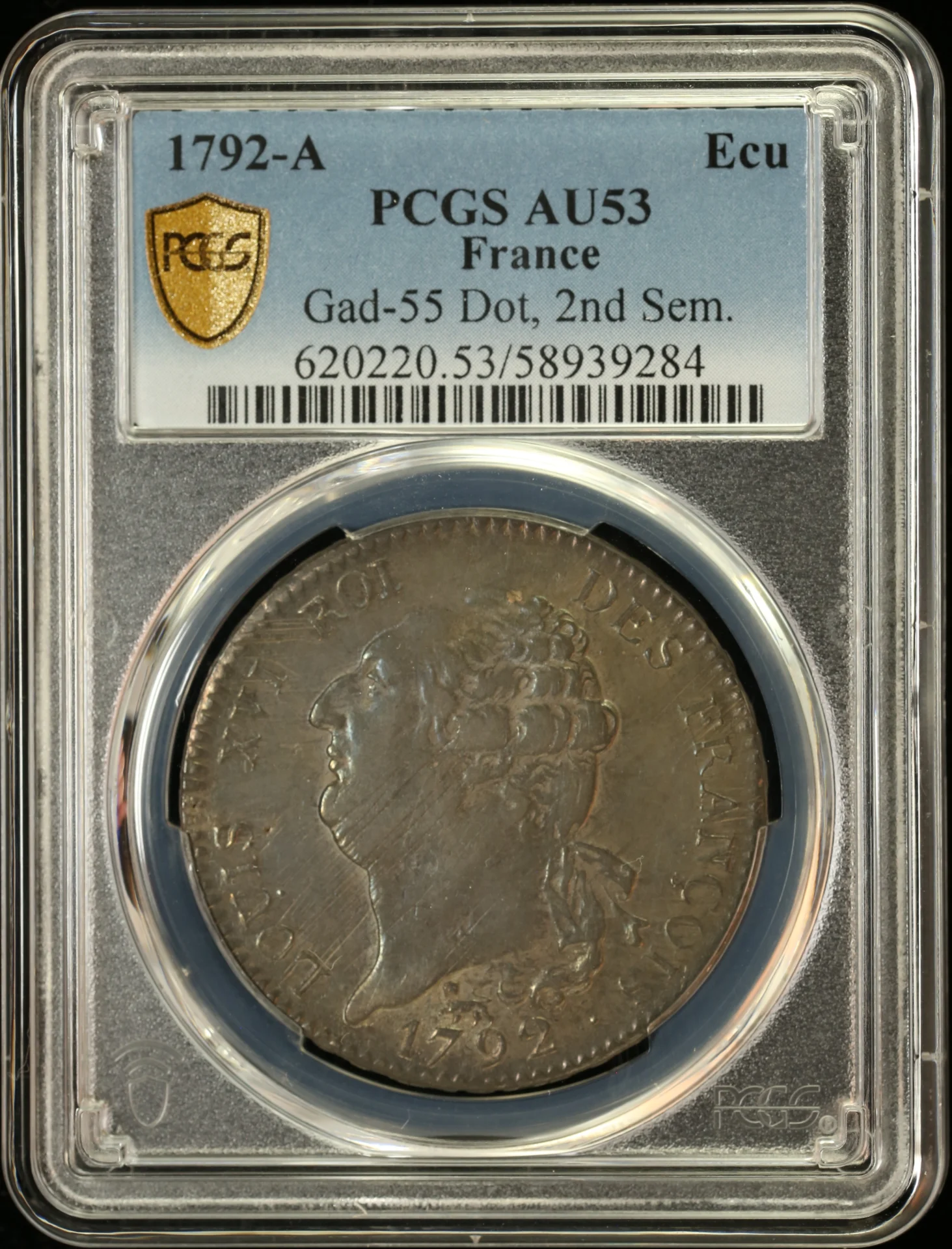 Europe France World Coins France Ecu 1792 A PCGS AU53 Gad-55 0161862 France Ecu 1792 A PCGS AU53 Gad-55 0161862