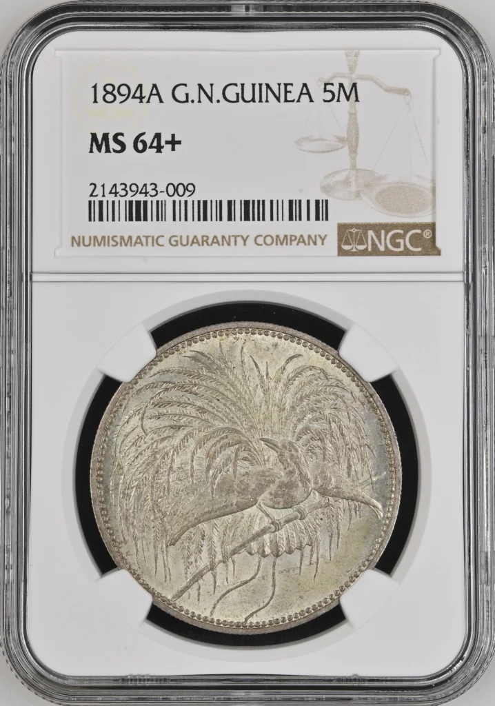 German New Guinea 5 Mark 1894 A NGC MS64+ 0162979