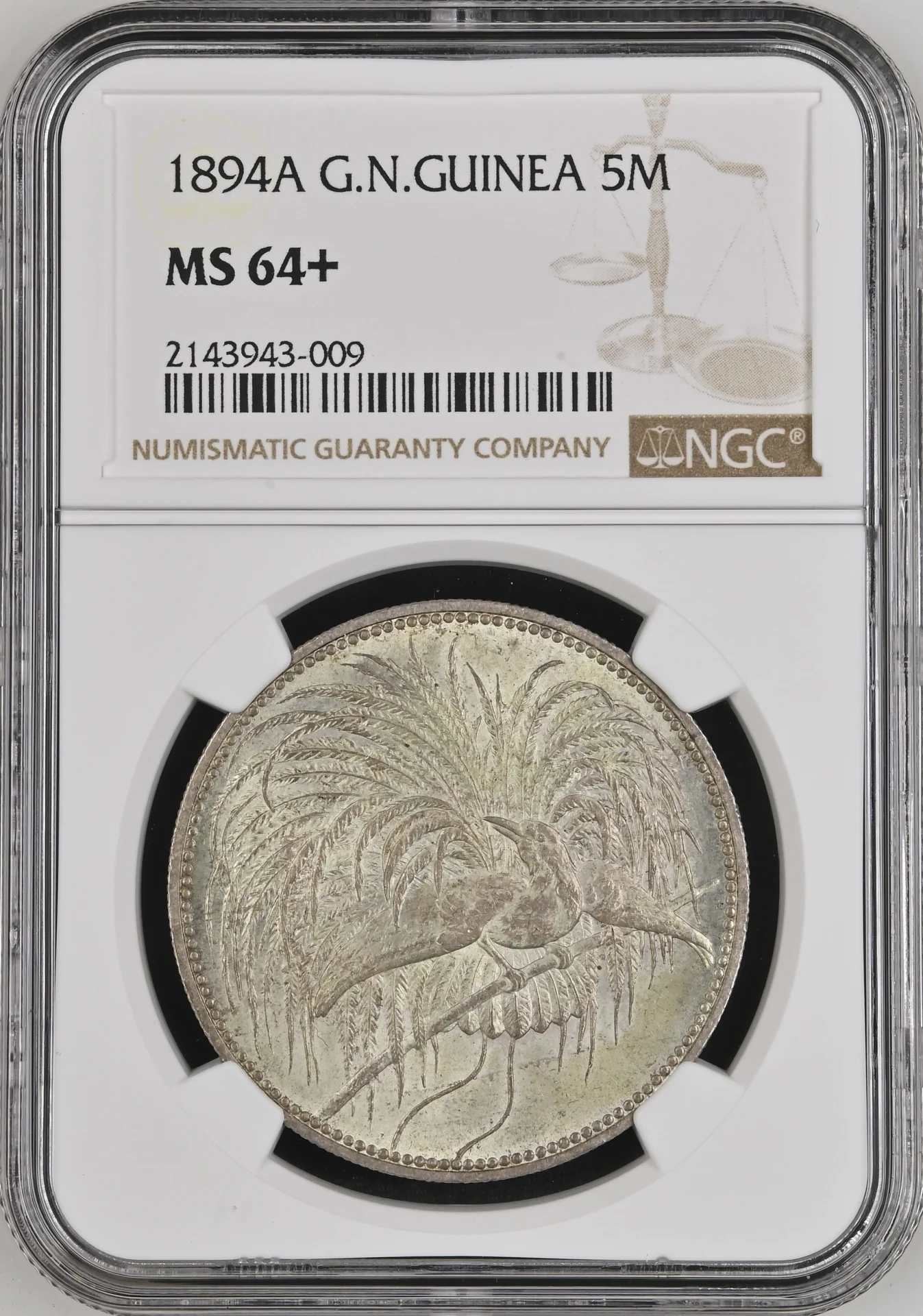Australia & Oceania German New Guinea World Coins German New Guinea 5 Mark 1894 A NGC MS64+ 0162979 German New Guinea 5 Mark 1894 A NGC MS64+ 0162979