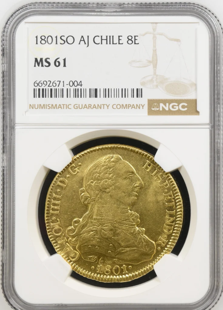 Chile 8 Escudos 1801 So AJ NGC MS61 0162483