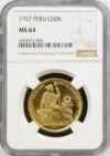Latin American Coins Peru Peru 50 Sols 1957 NGC MS64 0162486 Peru 50 Sols 1957 NGC MS64 0162486