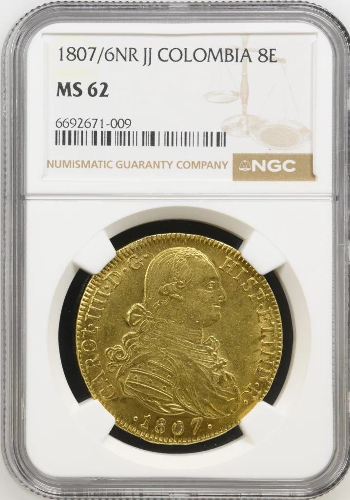 Colombia 8 Escudos 1807/6 Nr JJ NGC MS62 0162492