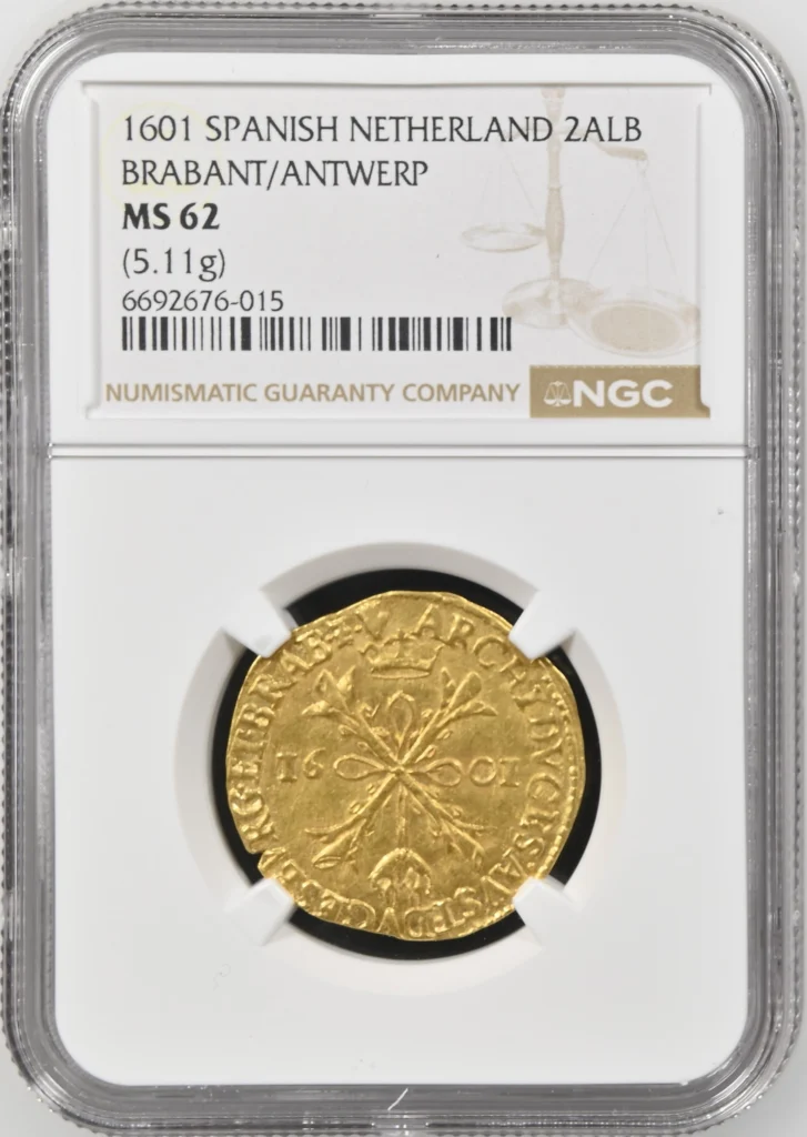 Belgium 2 Albertins 1601 Brabant/Antwerp NGC MS62 0162499
