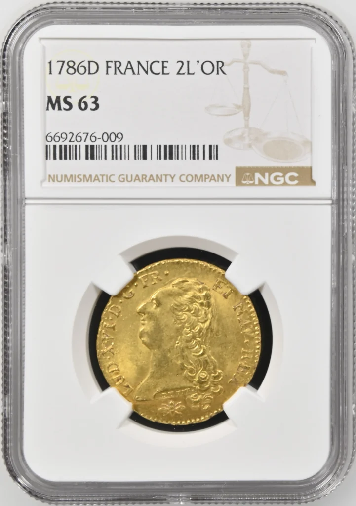 France 2 Louis d or 1786 D NGC MS63 0162504