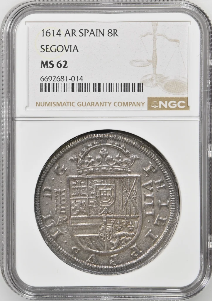 Spain 8 Reales 1614 Segovia AR NGC MS62 0162506