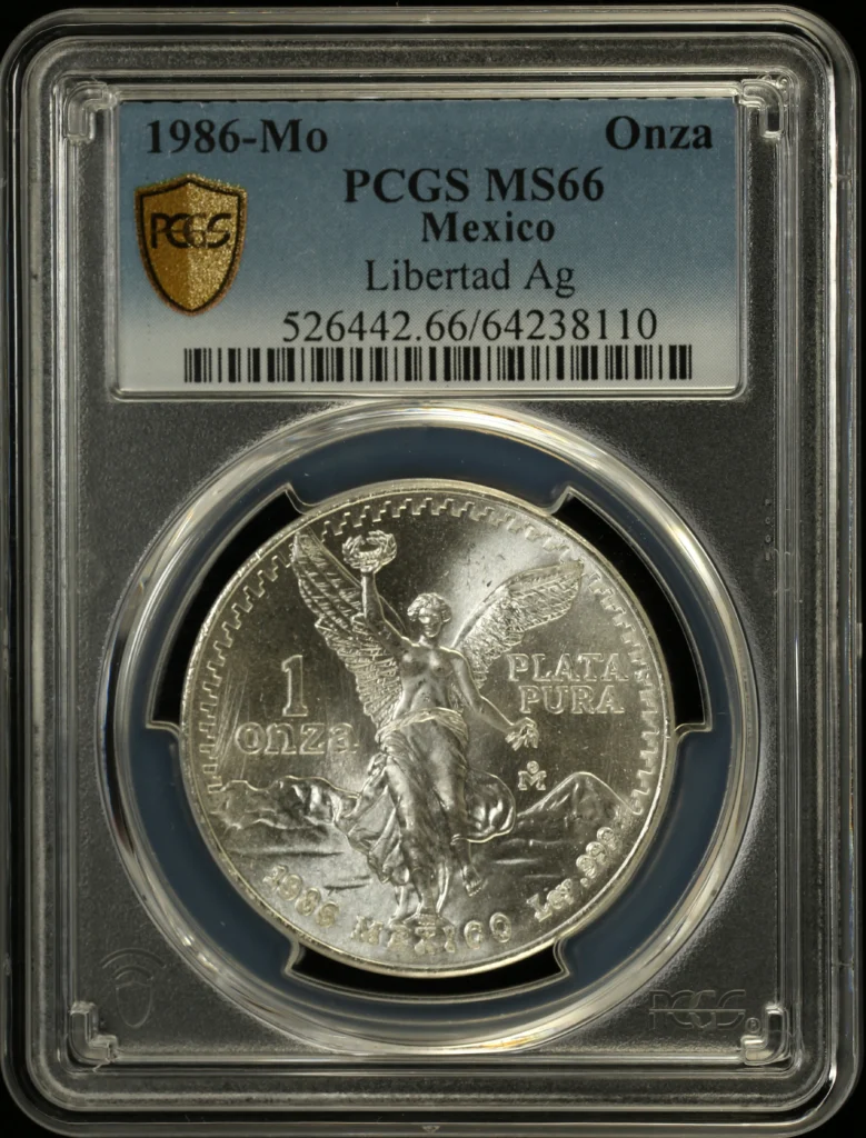Mexican Coins Modern Silver & Minors Onza Modern Silver & Minors Onza 1986 Mo PCGS MS66 0162618 Modern Silver & Minors Onza 1986 Mo PCGS MS66 0162618
