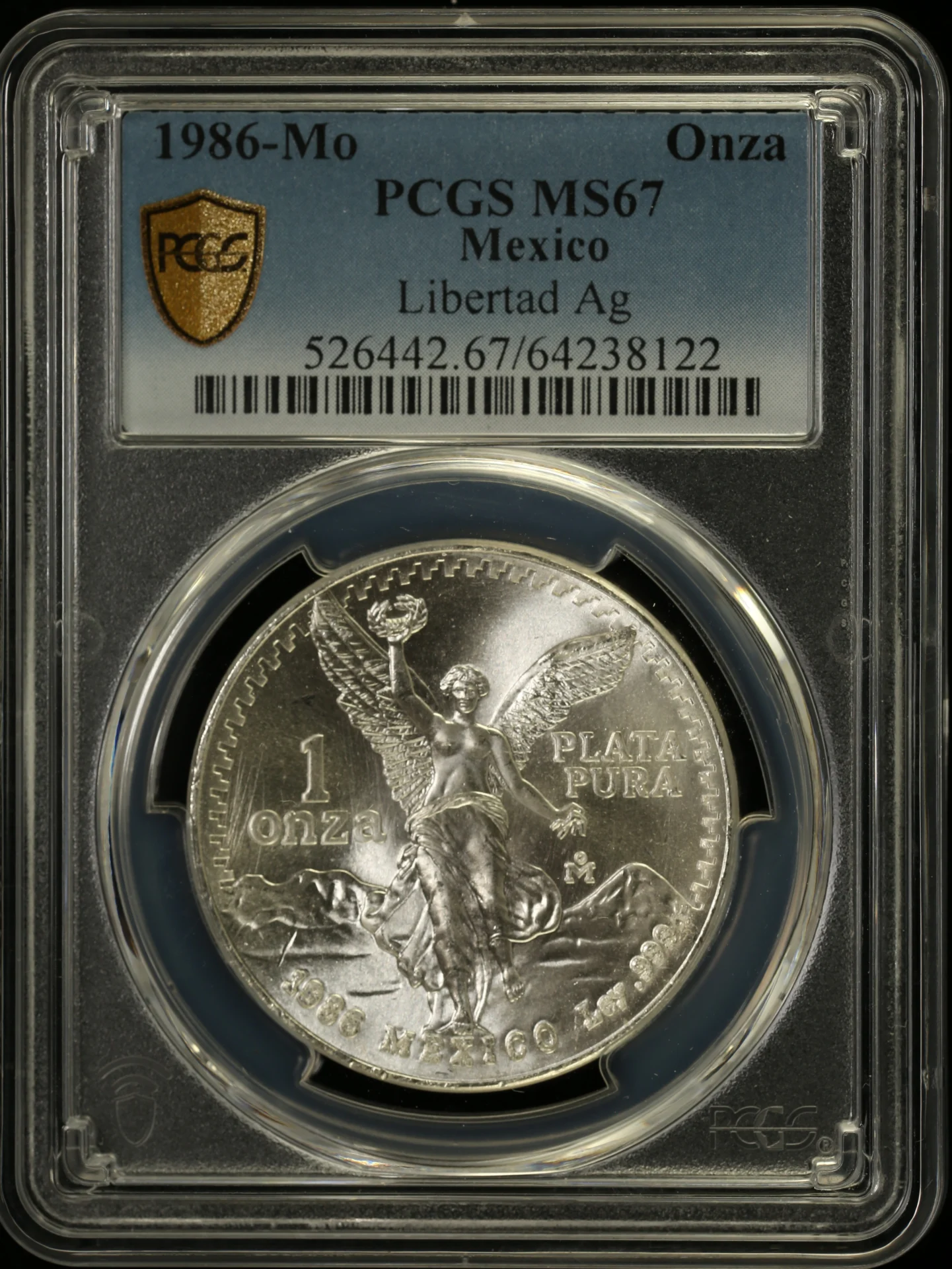 Modern Silver & Minors Onza 1986 Mo PCGS MS67 0162620