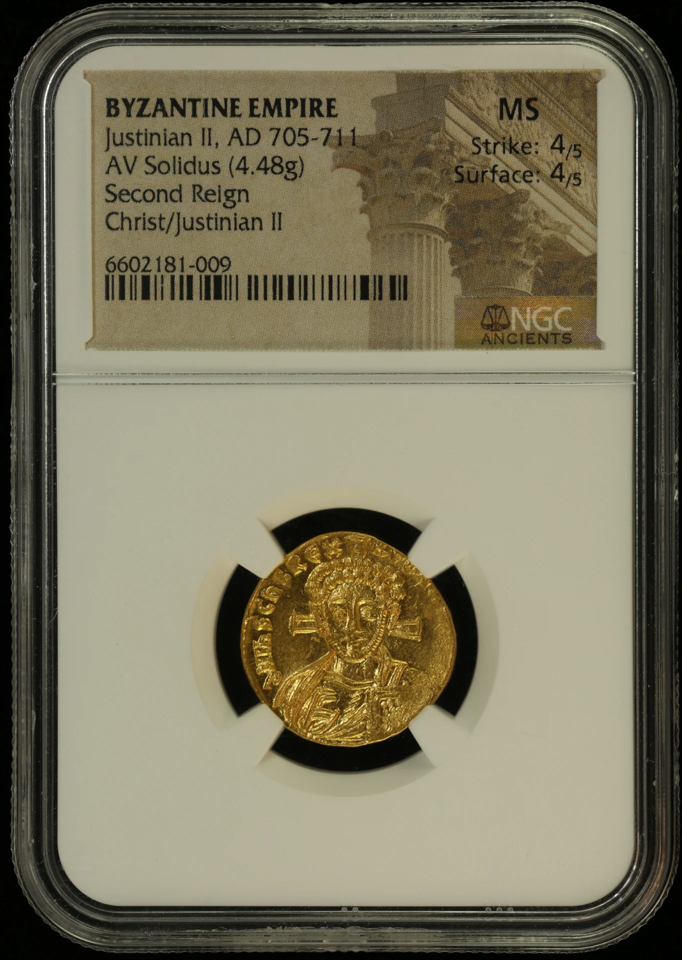 Ancient Coins Byzantine Byzantine Justinian II 705-711 AD AV Solidus NGC MS 0162964 Byzantine Justinian II 705-711 AD AV Solidus NGC MS 0162964