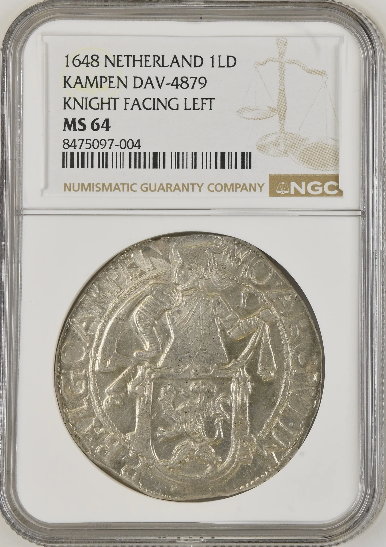 Netherlands Lion Dollar 1648 Kampen DAV-4879 NGC MS64 0162681