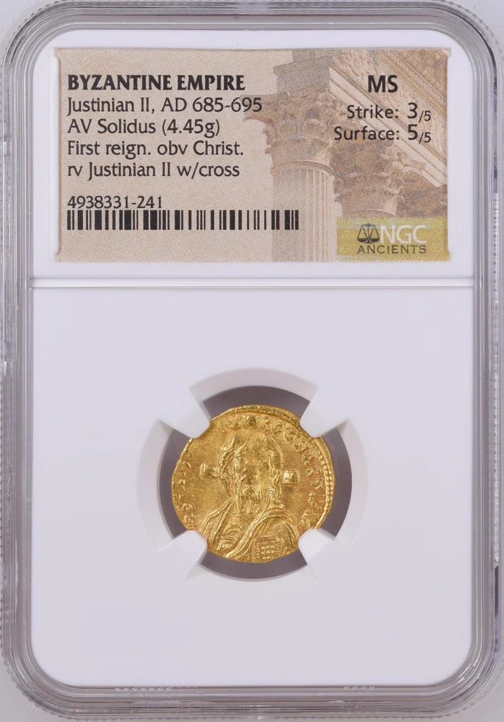 Byzantine Justinian II 685-695 AD AV Solidus NGC MS 0162971