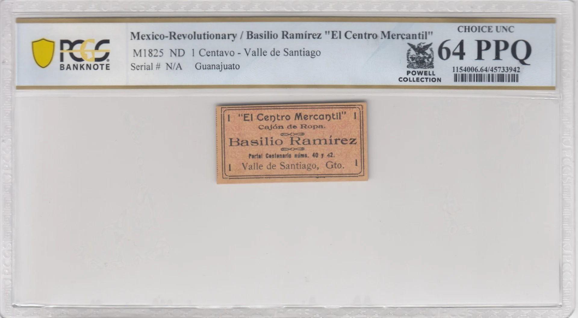 Mexican Currency Revolutionary Currency Revolutionary Currency Centavo Guanajuato M1825 PCGS Ch UNC64 PPQ f_35722 Revolutionary Currency Centavo Guanajuato M1825 PCGS Ch UNC64 PPQ f_35722