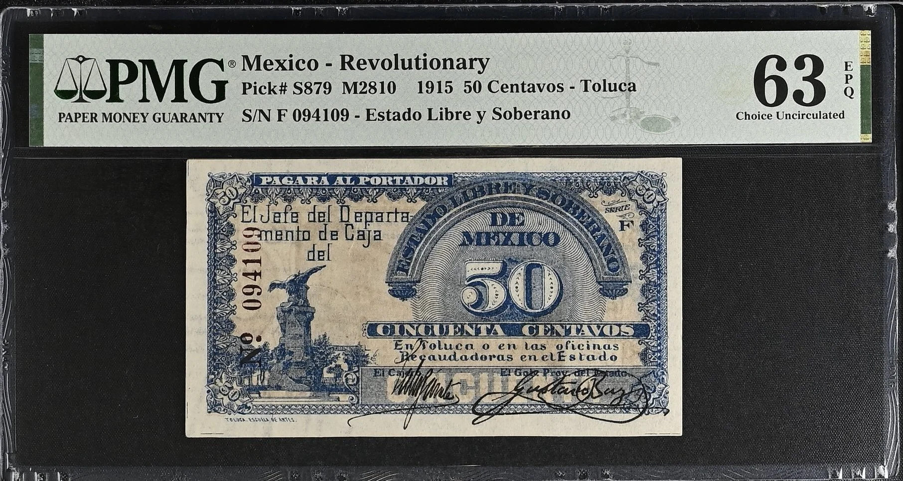 Mexican Currency Revolutionary Currency Revolutionary Currency 50 Centavos 1915 Mexico M2810 P S879 PMG Ch UNC63 EPQ f_35727 Revolutionary Currency 50 Centavos 1915 Mexico M2810 P S879 PMG Ch UNC63 EPQ f_35727