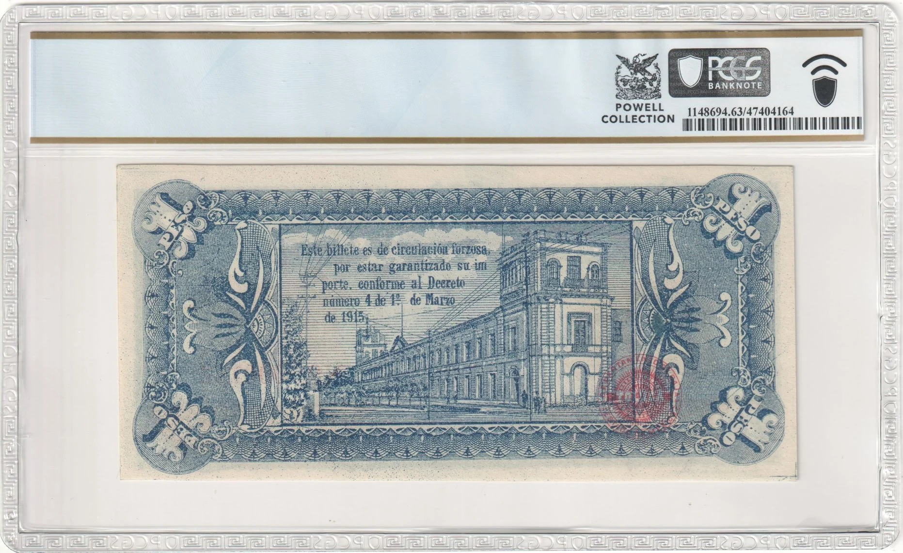 Mexican Currency Revolutionary Currency Revolutionary Currency Peso 1915 Mexico M2812 P S881 PCGS Ch UNC63 PPQ f_35728 Revolutionary Currency Peso 1915 Mexico M2812 P S881 PCGS Ch UNC63 PPQ f_35728Revolutionary Currency Peso 1915 Mexico M2812 P S881 PCGS Ch UNC63 PPQ f_35728 - Image 2