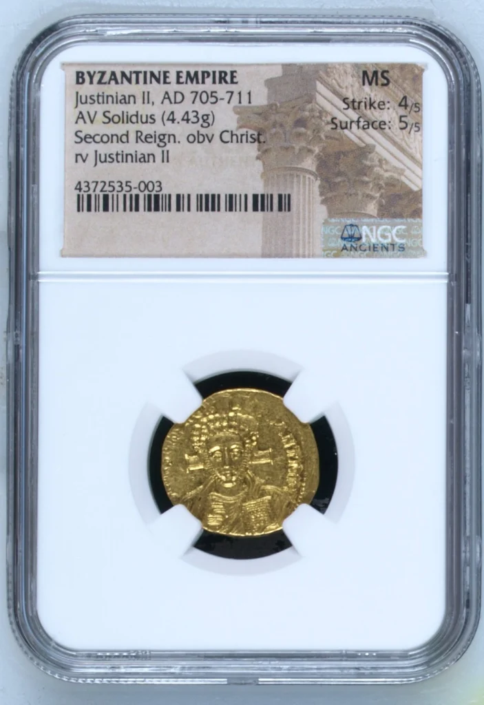 Byzantine Justinian II 705-711 AD AV Solidus NGC MS 0162973
