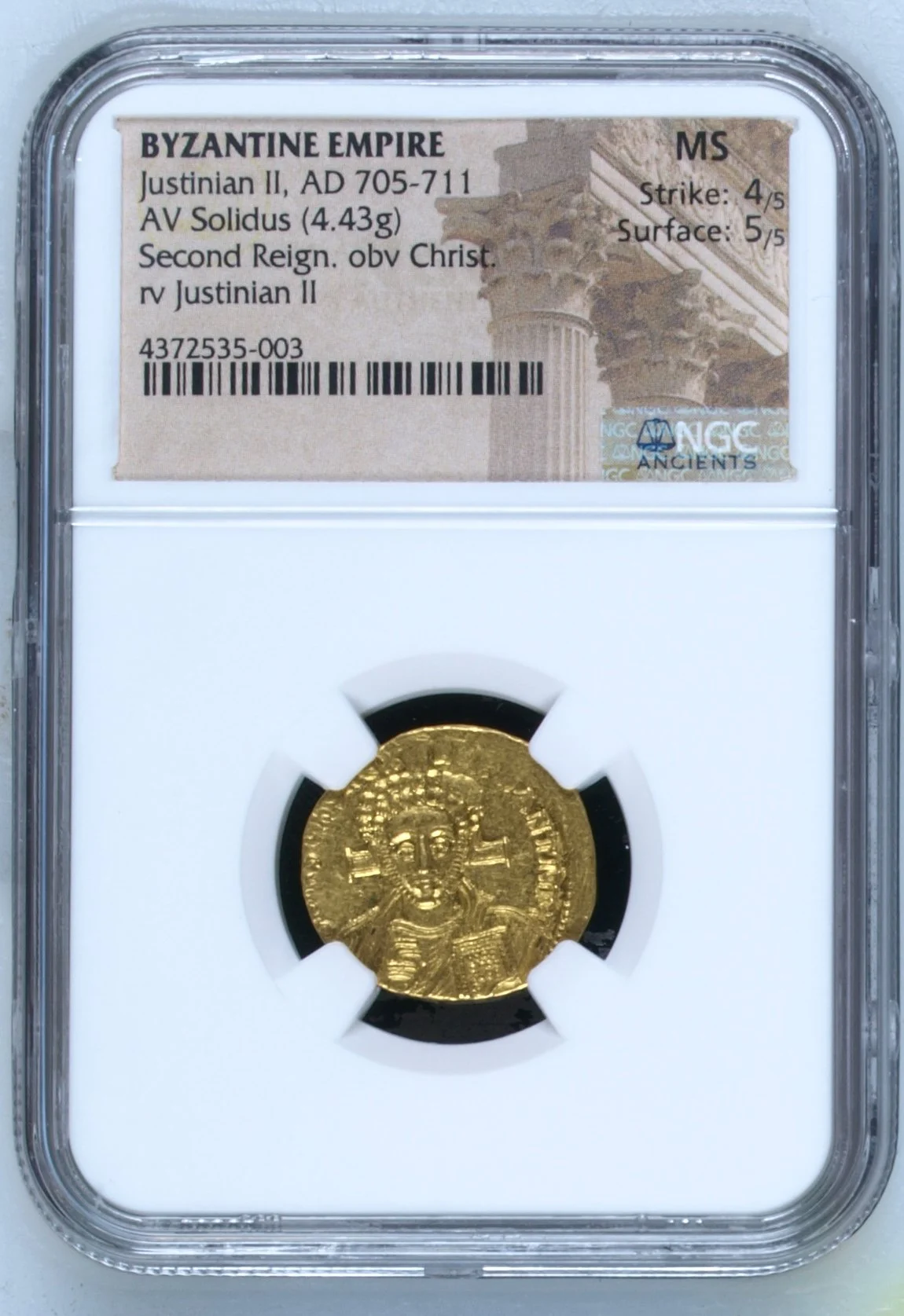 Ancient Coins Byzantine Byzantine Justinian II 705-711 AD AV Solidus NGC MS 0162973 Byzantine Justinian II 705-711 AD AV Solidus NGC MS 0162973