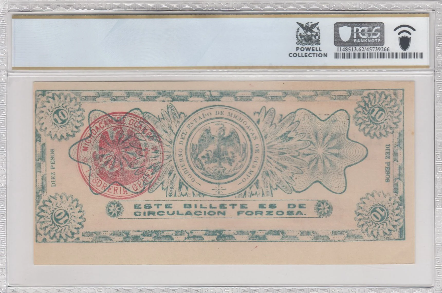 Mexican Currency Revolutionary Currency Revolutionary Currency 10 Pesos 1915 Michoacan M2895a P S883a PCGS UNC62 f_35731 Revolutionary Currency 10 Pesos 1915 Michoacan M2895a P S883a PCGS UNC62 f_35731Revolutionary Currency 10 Pesos 1915 Michoacan M2895a P S883a PCGS UNC62 f_35731 - Image 2