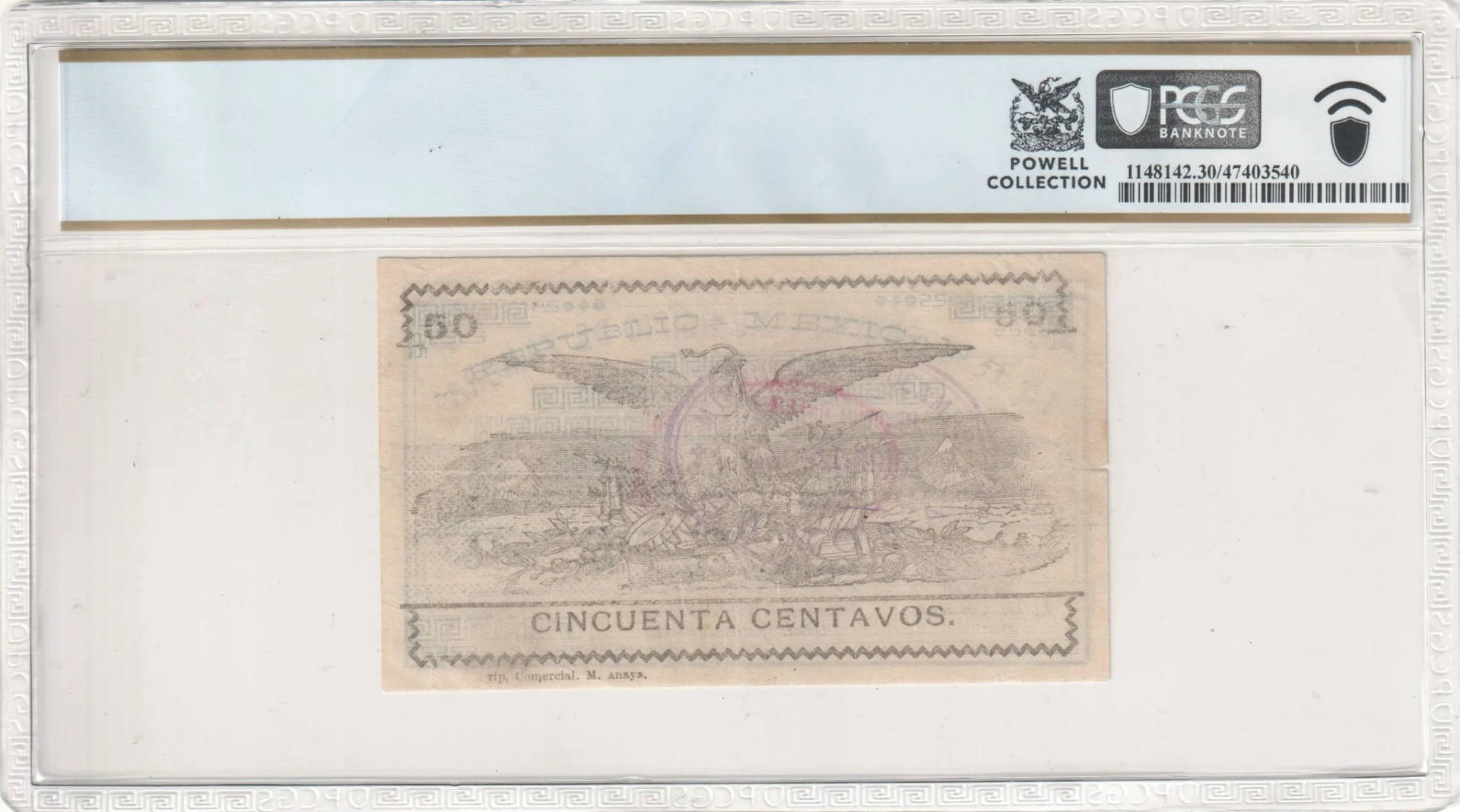 Mexican Currency Revolutionary Currency Revolutionary Currency 50 Centavos 1915 Michoacan PCGS VF30 M2947 f_35734 Revolutionary Currency 50 Centavos 1915 Michoacan PCGS VF30 M2947 f_35734Revolutionary Currency 50 Centavos 1915 Michoacan PCGS VF30 M2947 f_35734 - Image 2