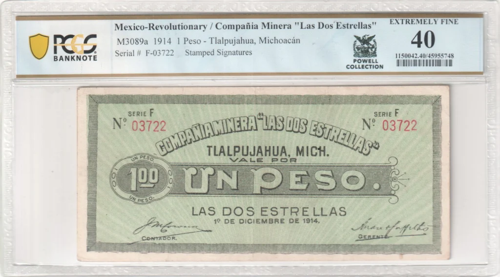 Revolutionary Currency Peso 1914 Michoacan M3089a PCGS XF40 f_35737